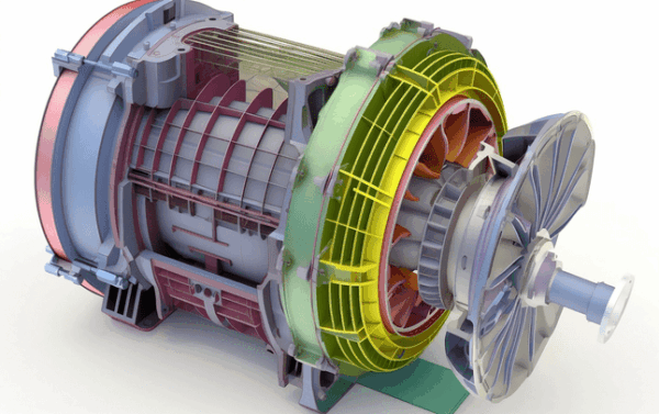 Sistemas síncronos y asíncronos Representación 3D de un motor eléctrico - sistemas síncronos y asíncronos