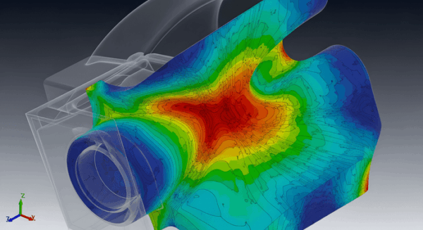 Artículo_método de elementos finitos. Modelo 3D que enseña el método el elementos finitos de una parte mecánica